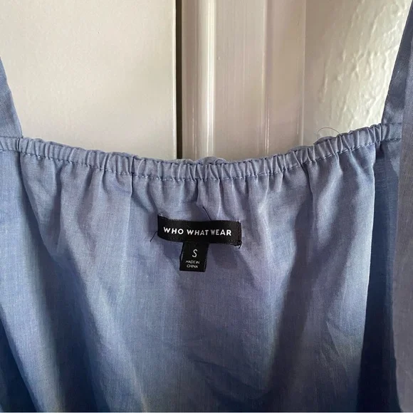 Who What Wear Tiered Chambray Blue Tank Top - Picture 14 of 16